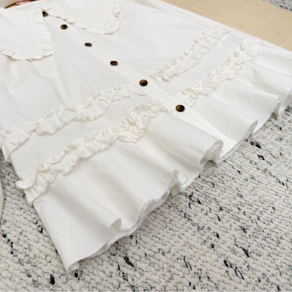 Ganni White Ruffled Button-Down Shirt - Picture 4 of 8